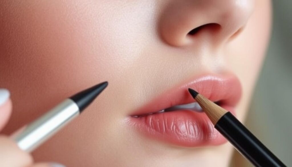 A close-up view of expertly applied lip liner, meticulously crafted by the skilled professionals at Eleven Clinic in Mallorca. Delicate strokes define the natural contours of the lips, creating a flawless, long-lasting lip line. The lighting is soft and diffused, highlighting the subtle texture and sheen of the lip product. The background is blurred, allowing the focus to remain on the perfectly shaped, alluring lips. This image embodies the Eleven Clinic's expertise in achieving the perfect lip profile, as showcased in the article's "Nuestro enfoque experto en perfilado de labios Mallorca" section.